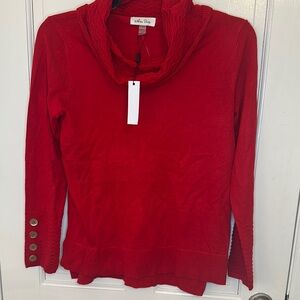 Melissa Paige Red Cowl‎ Neck Button Sleeve Sweater size M NWT